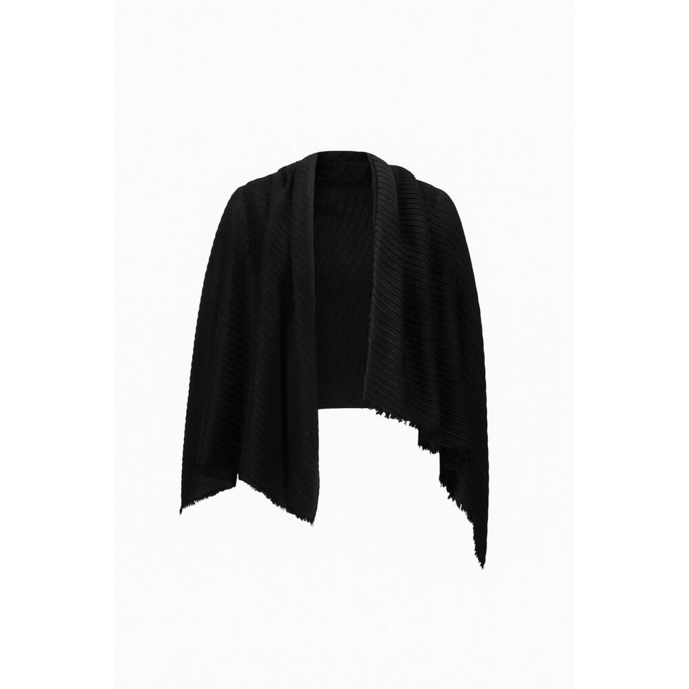 NEW JOSEPH RIBKOFF women's woven pleated rectangular scarf in black